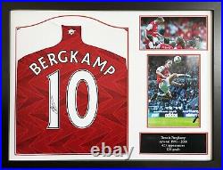 Framed Arsenal Legend Dennis Bergkamp Signed Football Shirt With Proof & Coa