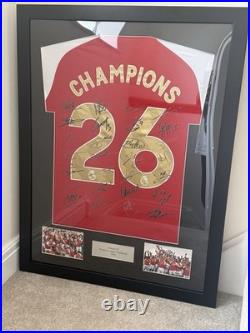 Framed Arsenal Premier 2026 Champions Shirt No COA Team Signature Pls Read Below