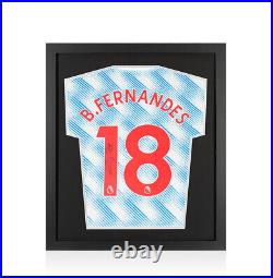 Framed Bruno Fernandes Signed Manchester United Shirt Away, 2021-2022, Number