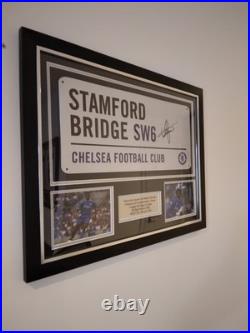 Framed Chelsea Football Ground Street Sign Signed By Marcel Desailly COA