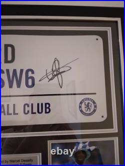 Framed Chelsea Football Ground Street Sign Signed By Marcel Desailly COA