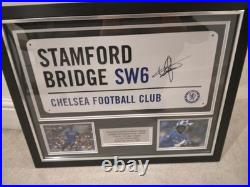 Framed Chelsea Football Ground Street Sign Signed By Marcel Desailly COA