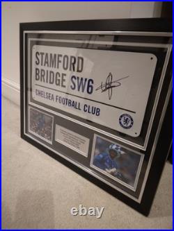 Framed Chelsea Football Ground Street Sign Signed By Marcel Desailly COA