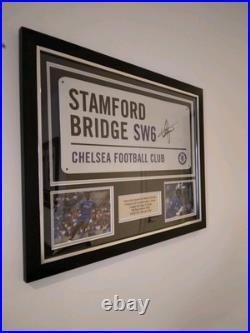 Framed Chelsea Football Ground Street Sign Signed By Marcel Desailly COA