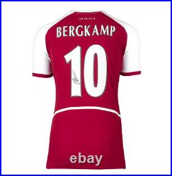 Framed Dennis Bergkamp Signed Arsenal Shirt Heritage Invincibles T-Shirt, Nu