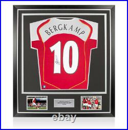 Framed Dennis Bergkamp Signed Arsenal Shirt Home, 2004/2005, Number 10 Premi