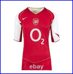 Framed Dennis Bergkamp Signed Arsenal Shirt Home, 2004/2005, Number 10 Premi