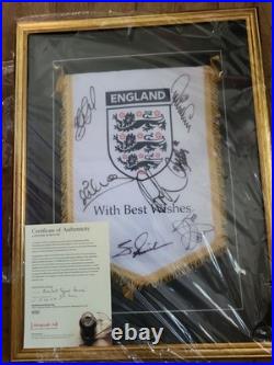Framed England Pennant 2006 With 7 People Signed