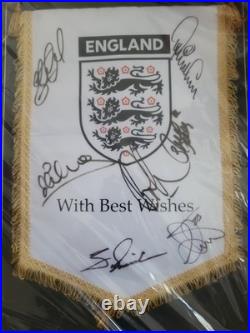 Framed England Pennant 2006 With 7 People Signed