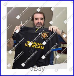 Framed Eric Cantona Signed Manchester United Shirt Kung Fu Kick Signed Silver