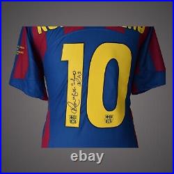 Framed Fantastic Ronaldinho Signed Barcelona Football Shirt £410 With COA