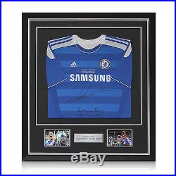 Framed Frank Lampard Didier Drogba Signed Chelsea Champions League Jersey