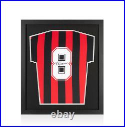 Framed Frank Rijkaard Signed AC Milan Shirt 1988, Number 8 Compact