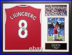 Framed Freddie Ljungberg Signed Arsenal Football Shirt See Proof & Coa Sweden