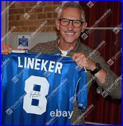 Framed Gary Lineker Signed Everton Shirt Home, 1986, Number 8 Compact