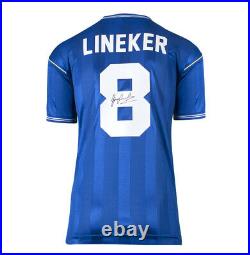 Framed Gary Lineker Signed Everton Shirt Home, 1986, Number 8 Panoramic