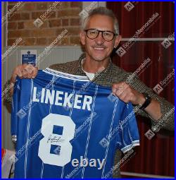 Framed Gary Lineker Signed Leicester City Shirt Home, 1984, Number 8 Panoram
