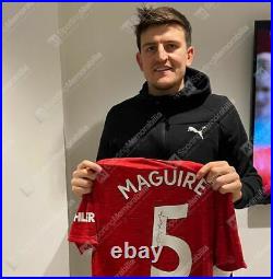 Framed Harry Maguire Signed England & Manchester United Shirts Dual Framed