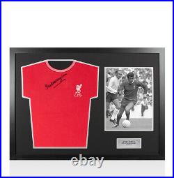 Framed Ian Callaghan Signed Liverpool Shirt Heritage Red Shankly Tee Panoram