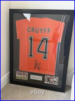 Framed Johan Cruyff Netherlands Home Shirt Framed Holland with Signature On Back