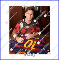 Framed Lionel Messi Hand Signed Barcelona Shirt Home 2015/2016 Autograph