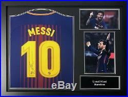 Framed Lionel Messi Signed Barcelona 2017/18 Football Shirt Coa & Proof La Liga