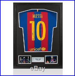 Framed Lionel Messi Signed Barcelona Shirt 2016/2017 Number 10 Autograph