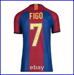 Framed Luis Figo & Rivaldo Signed Barcelona Shirts Dual Framed Autograph