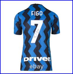 Framed Luis Figo Signed Inter Milan Shirt 2020-2021, Number 7 Panoramic