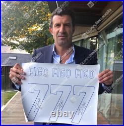 Framed Luis Figo Signed Inter Milan Shirt 2020-2021, Number 7 Panoramic