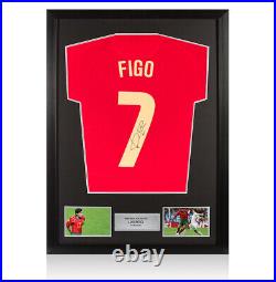 Framed Luis Figo Signed Portugal Shirt 2020-2021, Number 7 Autograph