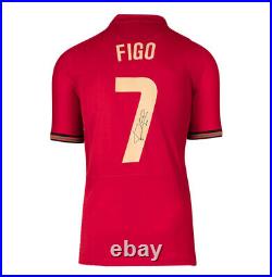 Framed Luis Figo Signed Portugal Shirt 2020-2021, Number 7 Autograph