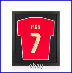 Framed Luis Figo Signed Portugal Shirt 2020-2021, Number 7 Compact