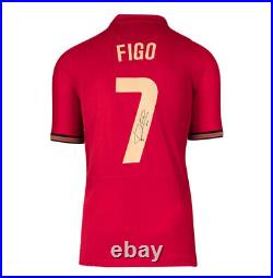 Framed Luis Figo Signed Portugal Shirt 2020-2021, Number 7 Compact