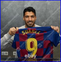 Framed Luis Suarez Signed Barcelona Shirt 2019/2020, Number 9 Autograph