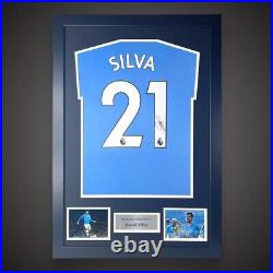 Framed Manchester City David Silva Hand Signed Football Shirt With COA £259