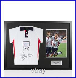 Framed Michael Owen Signed England Shirt 1998 Panoramic Autograph Jersey