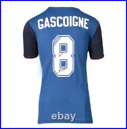 Framed Paul Gascoigne Signed Rangers Training Shirt 2019-20, Number 8