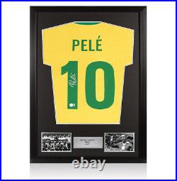 Framed Pele Signed Brazil Shirt 1970 Style Number 10 Autograph Jersey