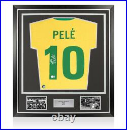 Framed Pele Signed Brazil Shirt 1970 Style Number 10 Premium Autograph