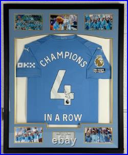 Framed, Pep Guardiola Hand Signed Manchester City 4 In A Row Signed Shirt + COA