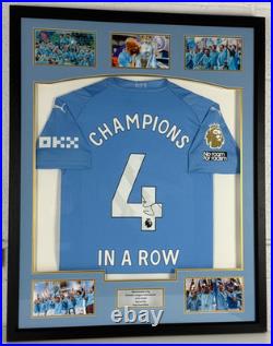 Framed, Pep Guardiola Hand Signed Manchester City 4 In A Row Signed Shirt + COA