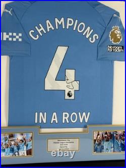 Framed, Pep Guardiola Hand Signed Manchester City 4 In A Row Signed Shirt + COA
