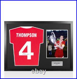 Framed Phil Thompson Back Signed Liverpool Shirt 1978, Number 4 Panoramic