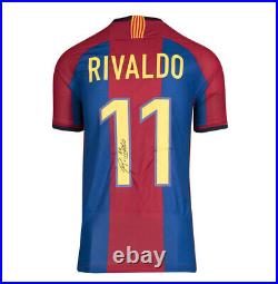 Framed Rivaldo Signed Barcelona Shirt 1998, Number 11 Autograph Jersey