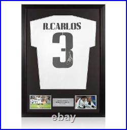 Framed Roberto Carlos Signed Real Madrid Shirt Home, 2022-23 Autograph