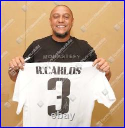 Framed Roberto Carlos Signed Real Madrid Shirt Home, 2022-23 Autograph