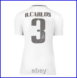 Framed Roberto Carlos Signed Real Madrid Shirt Home, 2022-23 Autograph