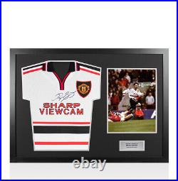 Framed Ryan Giggs Signed Manchester United Shirt 1999, Away Panoramic