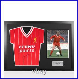 Framed Sammy Lee Signed Liverpool Shirt 1982 Panoramic Autograph Jersey